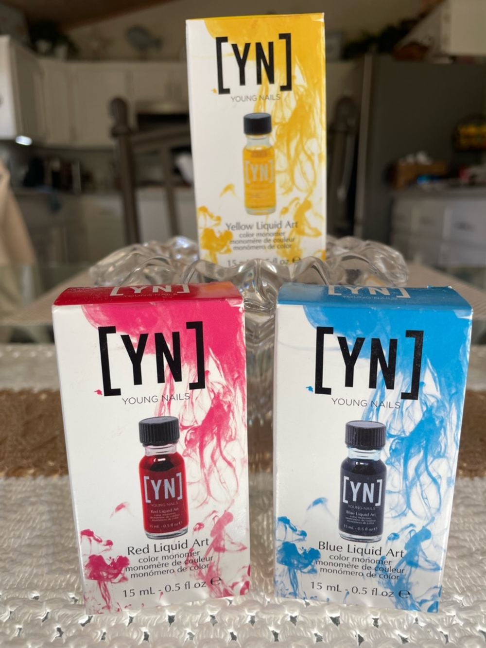 [YN] Young Nails Liquid Art Trio - Red, Blue & Yellow color monomer-Brand New!